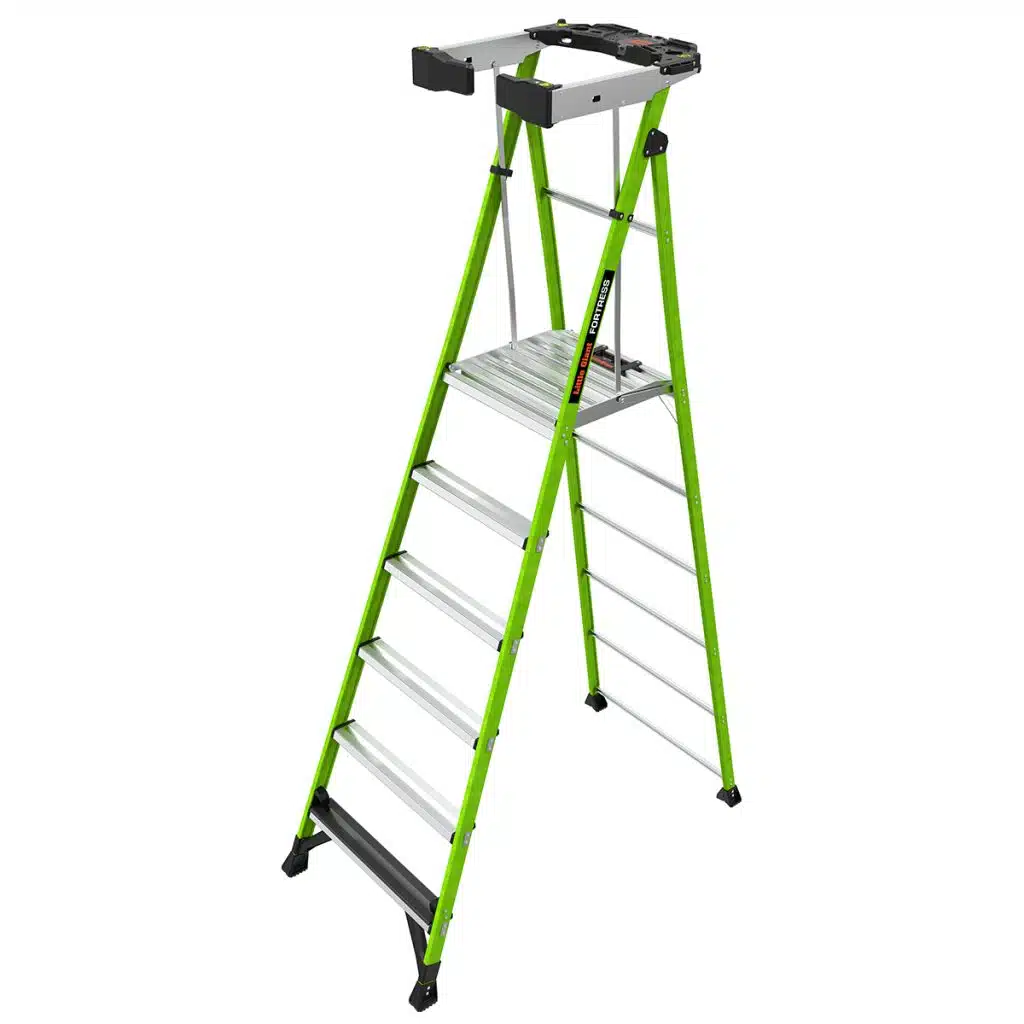Green and silver six-step Fortress Little Giant ladder